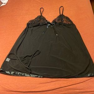 See through black pajamas with thong